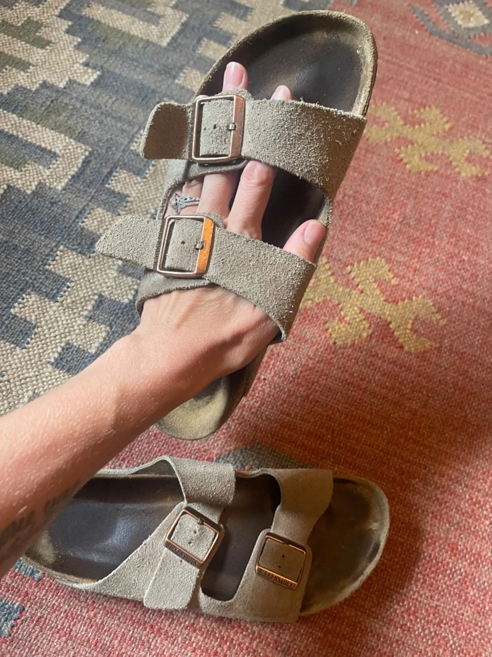 Birkenstock Arizona Taupe Suede Sandals size 43